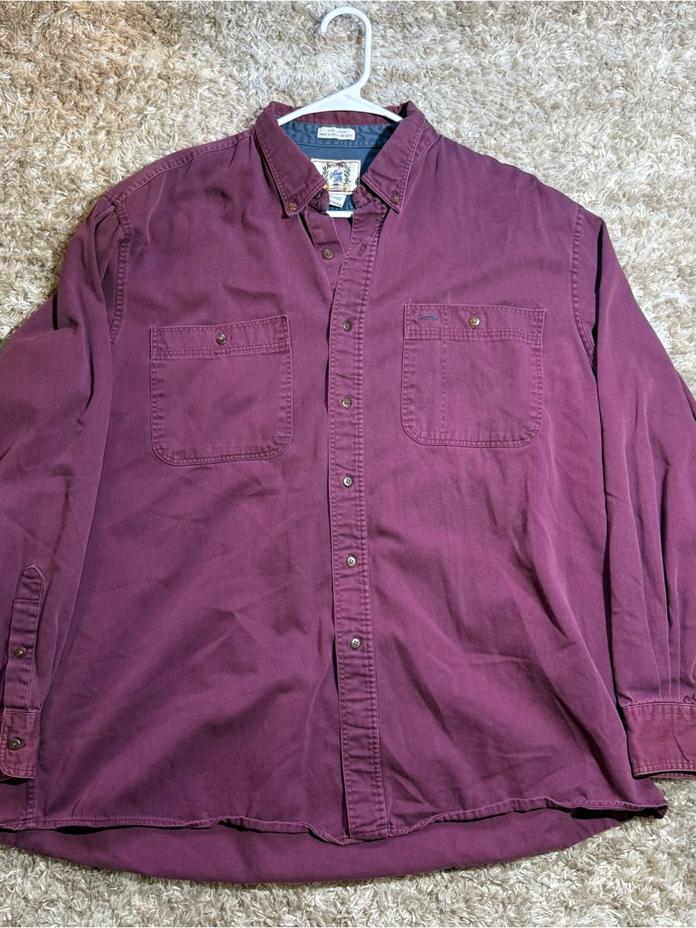 Sears Men's Button-Down Shirt in Plum Vintage
